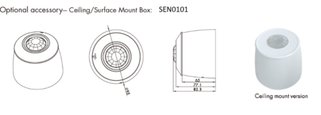 PIR Sensor Ceiling or Surface Mount Box Diagram